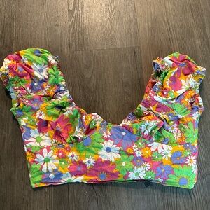 Pepper Mayo flower back tie cropped top size s/m